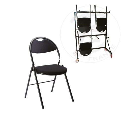 Lot de 20 chaises pliantes + 1 chariot de stockage